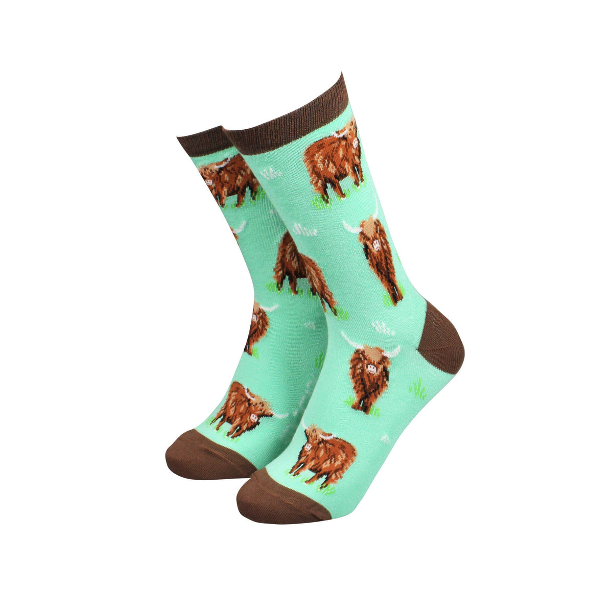 Meadow Highland Cows - Women's Bamboo Socks