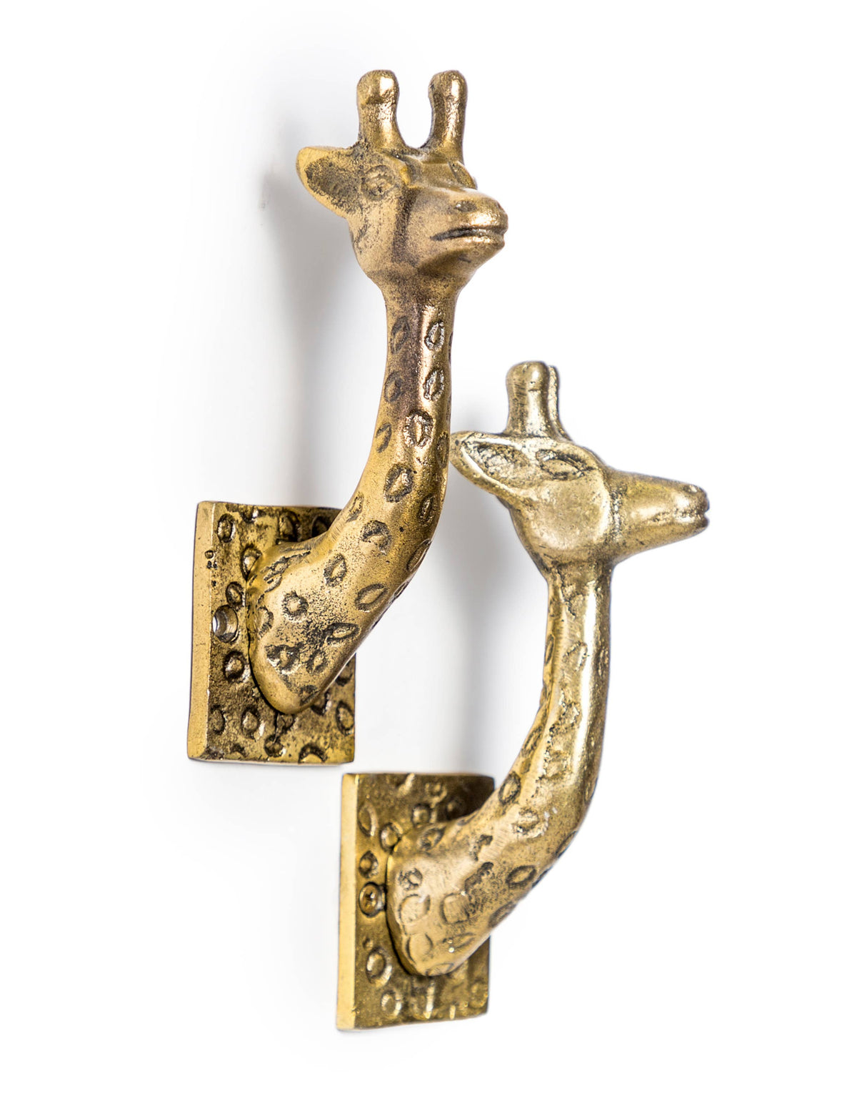 Set of 2 Antique Gold Giraffe Hooks