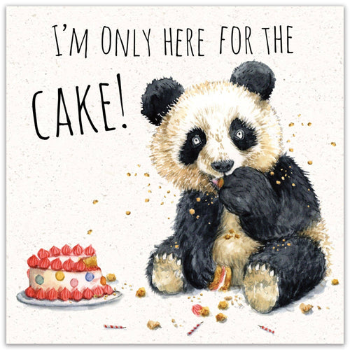 'I'm Only Here For The Cake!' - Panda Card
