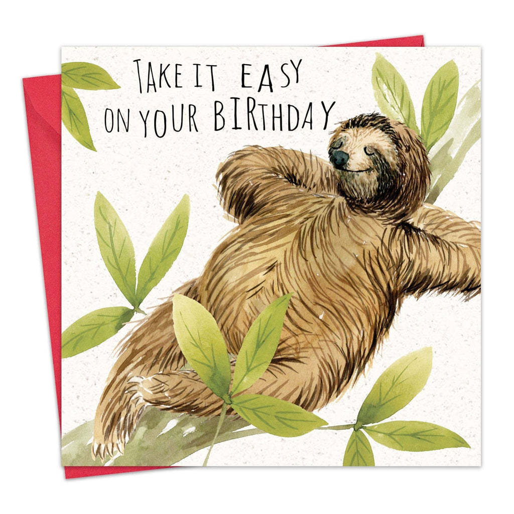 'Take it Easy On Your Birthday' Sloth Birthday Card