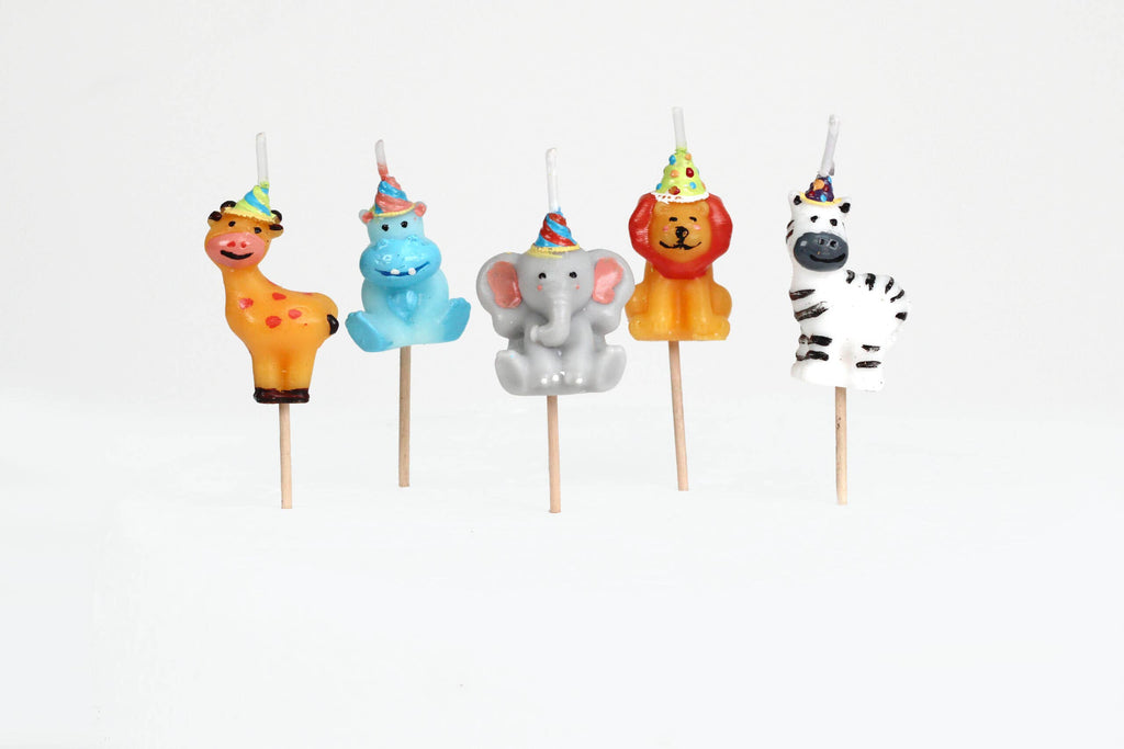 Party Hat Animal Safari Cake Candles