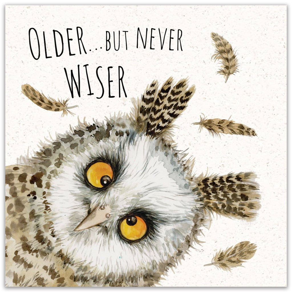 Owl Birthday Card - 'Older ... But Never Wiser'
